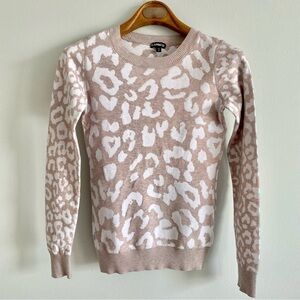 Express Tan & White Animal Print Sweater Size XS